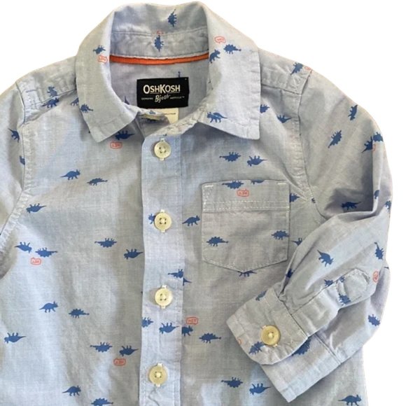 OshKosh B'gosh Hey Dinosaur Button-Front Long Sleeve Bodysuit 9 Months - Picture 4 of 8
